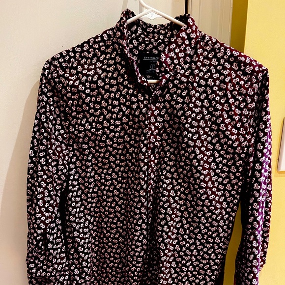 Springfield Floral Button Down (Rare Item) Maroon w/white flowers - Picture 4 of 4